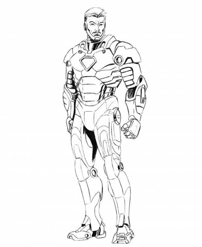 Раскраска герои Марвел Железный человек