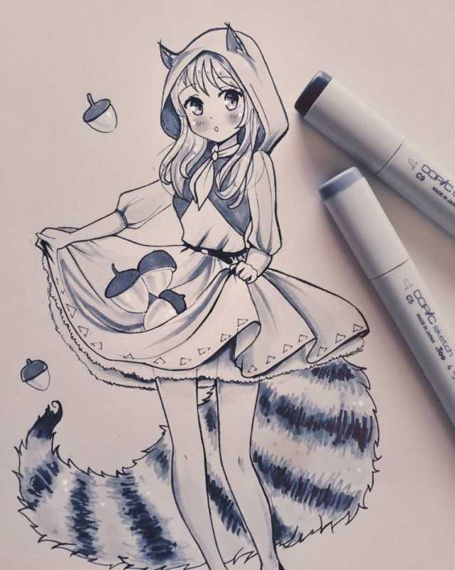 Аниме девочки ручкой
