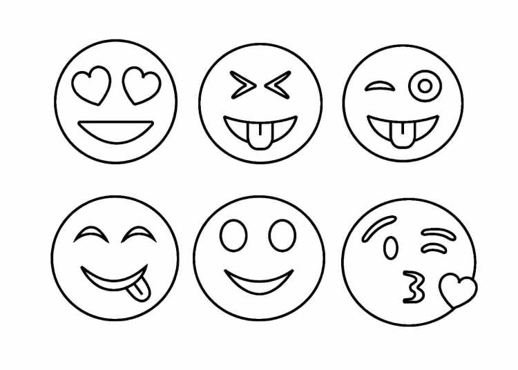 Улыбающиеся смайлик нераскраашенные