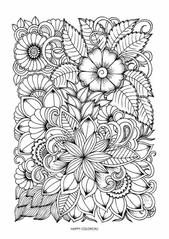 Раскраска цветы сложные