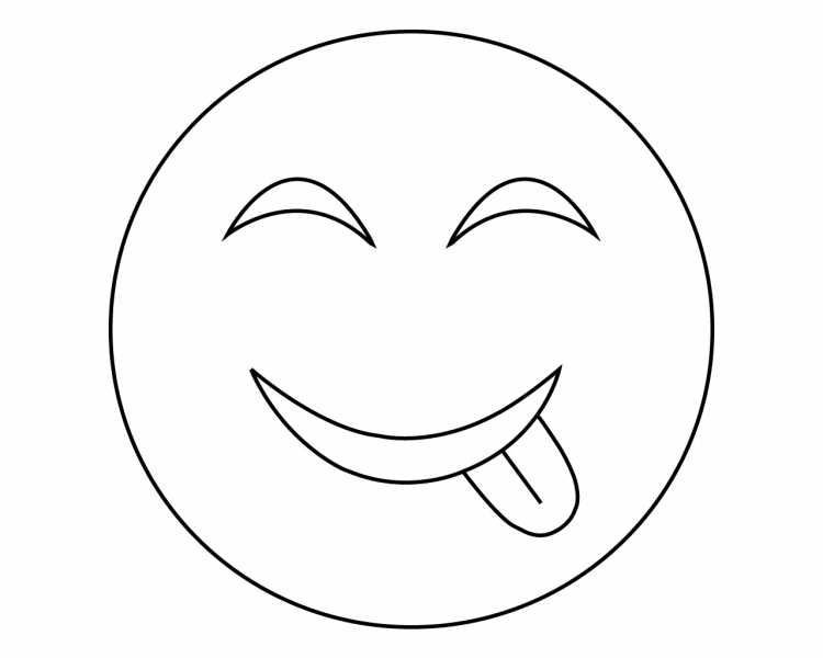 Смайлик с языком раскраска