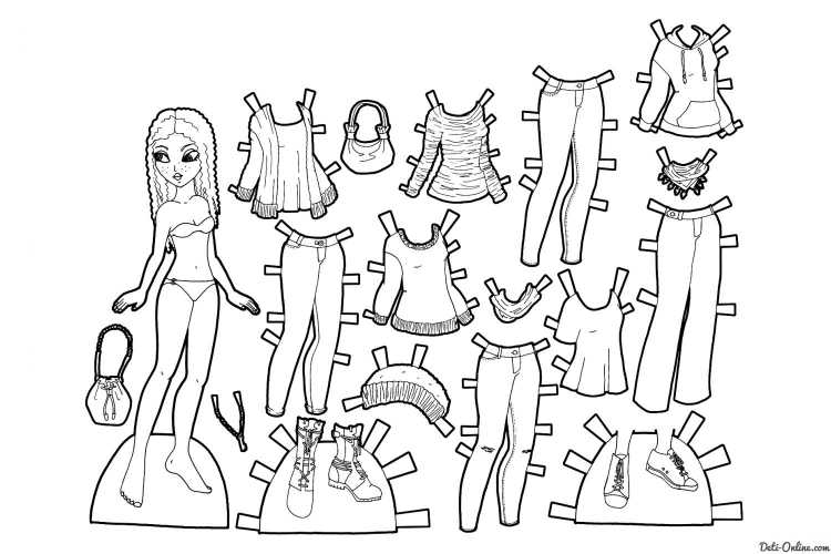 Бумажные куклы с одеждой черно белые