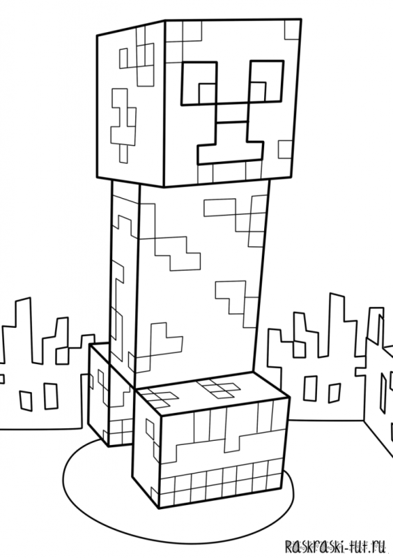 Раскраска майнкрафт КРИПЕР