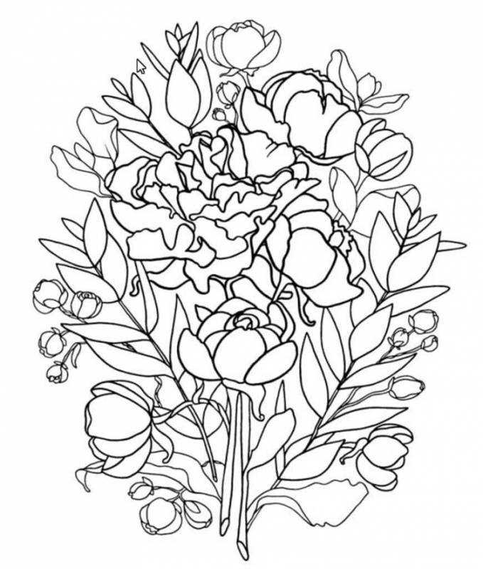Раскраски букеты цветов красивые крупные