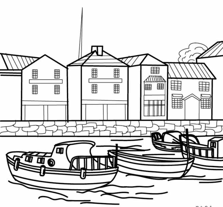 Теплоход рисунок