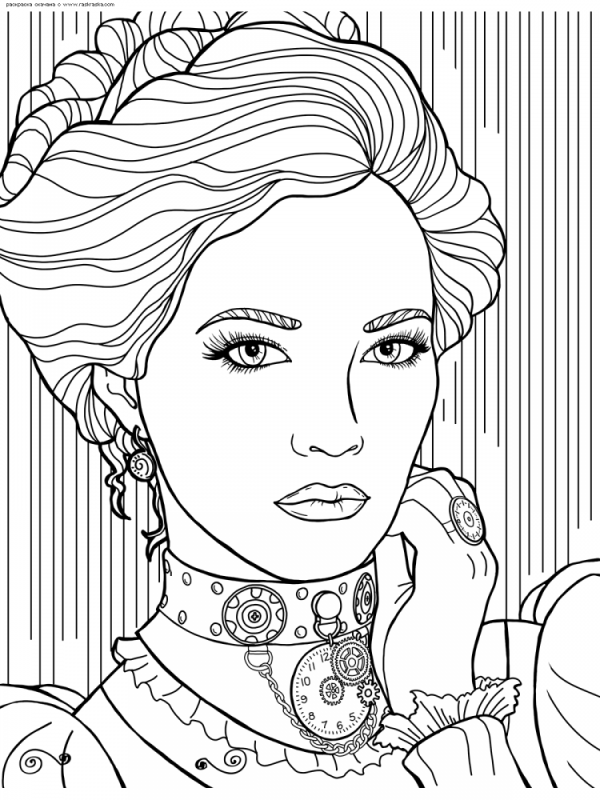 Лицо набросок девушка с кудрями