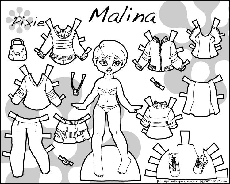 Кукла с одеждой черно белая