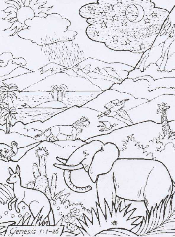 Дни творения раскраска для детей