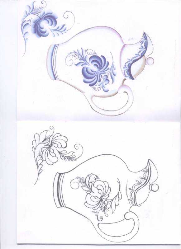 Гжель роспись чайника