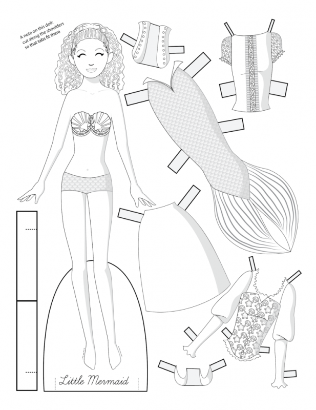 Бумажные куклы с одеждой черно белые