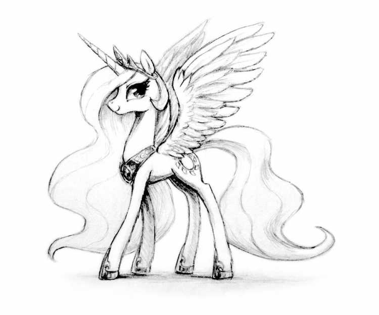 Рисунок пони принцесса Селестия карандашом