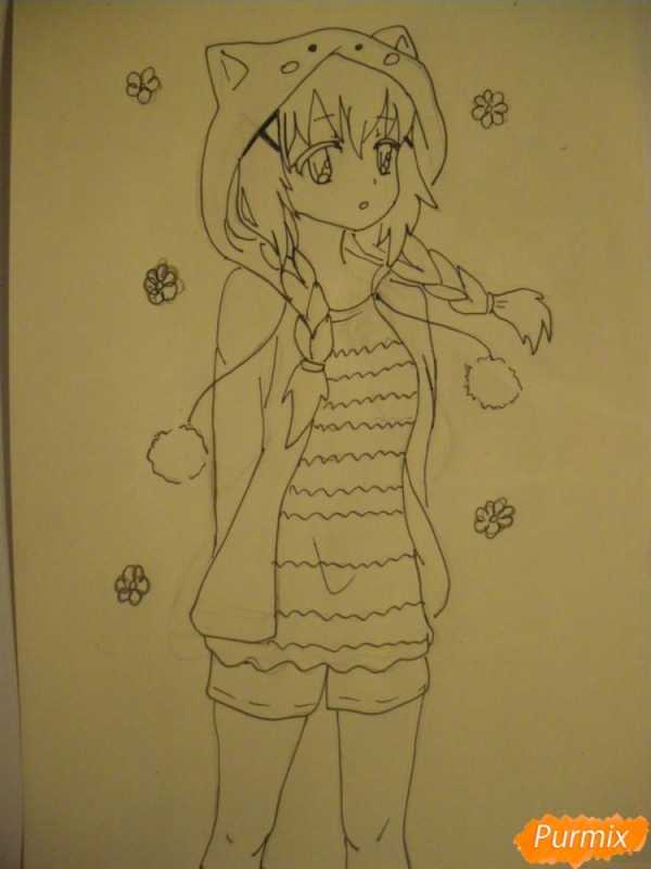 Рисунки аниме девушек карандашом в полный рост