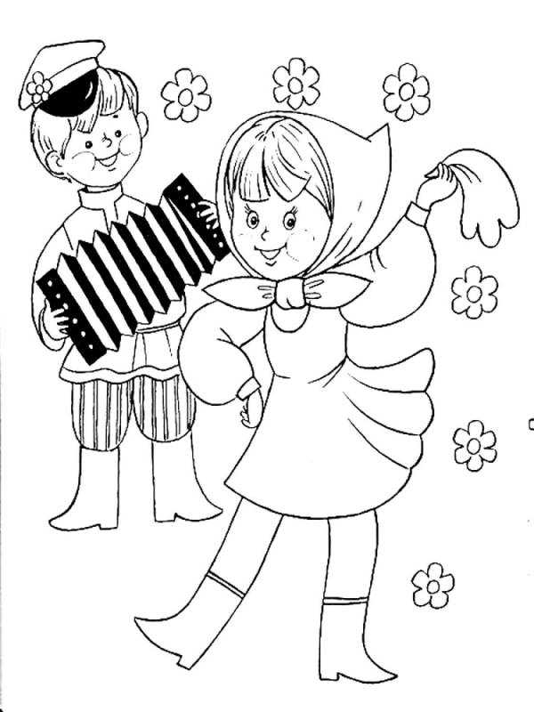Гармонь раскраска