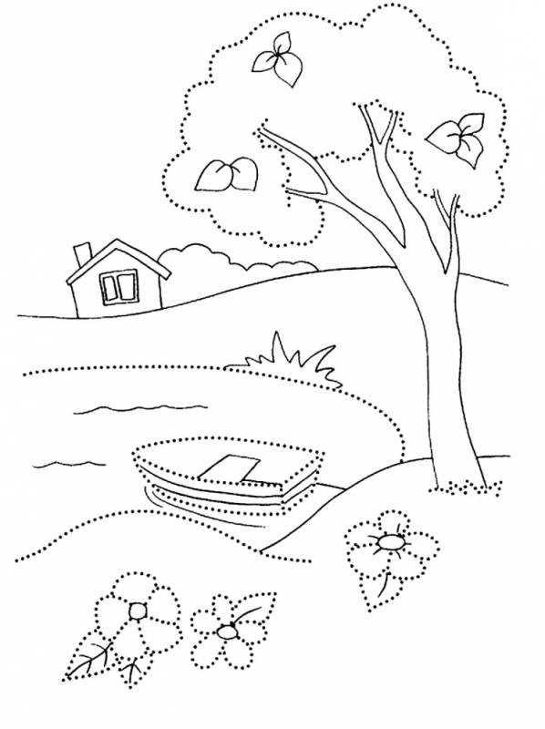 Летний пейзаж раскраска для детей