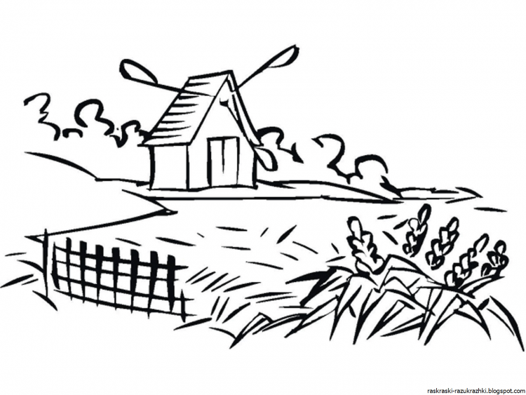 В деревне. Раскраска