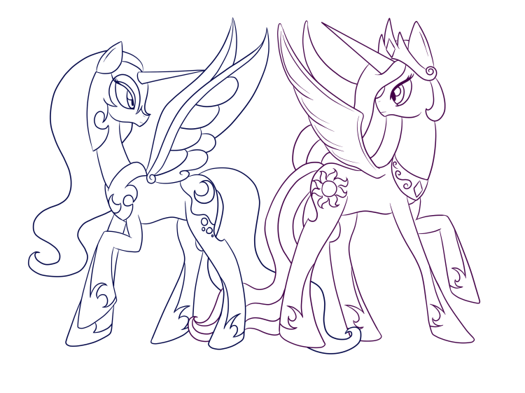 Принцесса Селестия и Луна раскраска