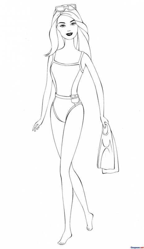 Раскраска Барби с одеждой