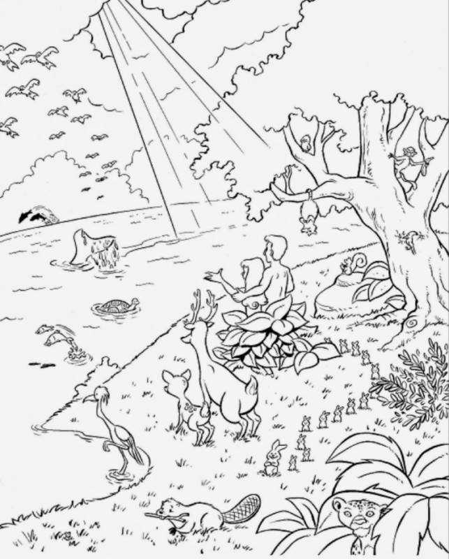 Сотворение мира раскраска