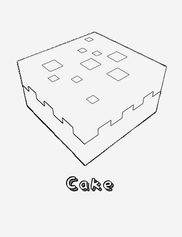 Раскраска майнкрафт тортик