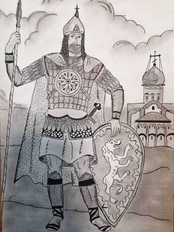 Прорись иконы Александра Невского