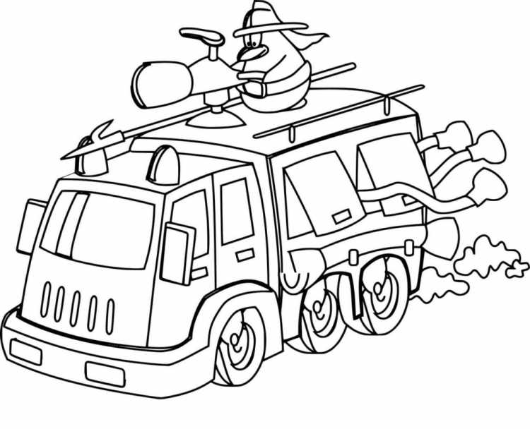 Пожарная машина разукрашка для детей