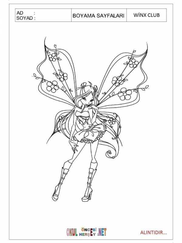 Раскраска Винкс Флора Беливикс