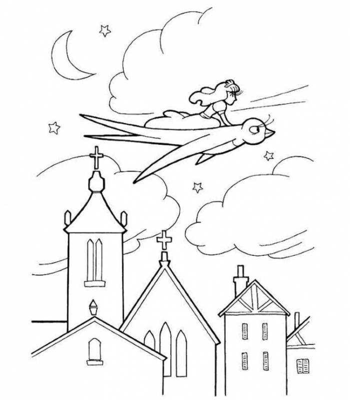 Раскраска Дюймовочка на цветке