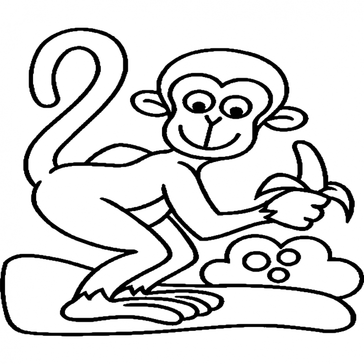 Обезьянка раскраска для малышей