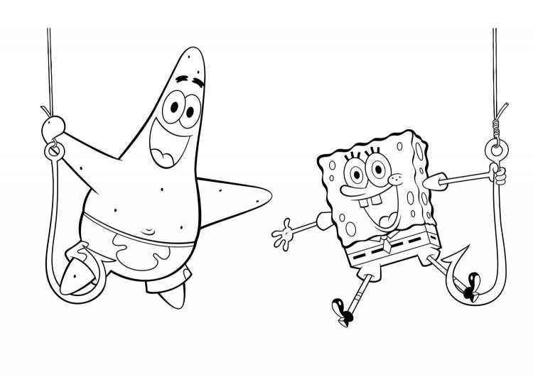 Раскраски губка Боб квадратные штаны и Патрик