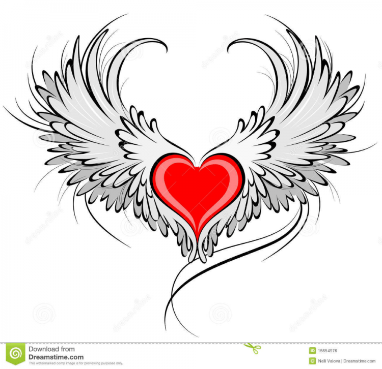 Сердце с крыльями эскиз