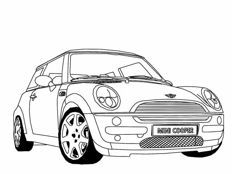 Мини Купер кабриолет раскраска