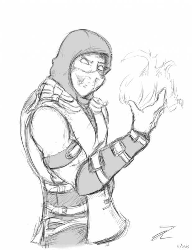 Раскраска мортал комбат 10 саб Зиро