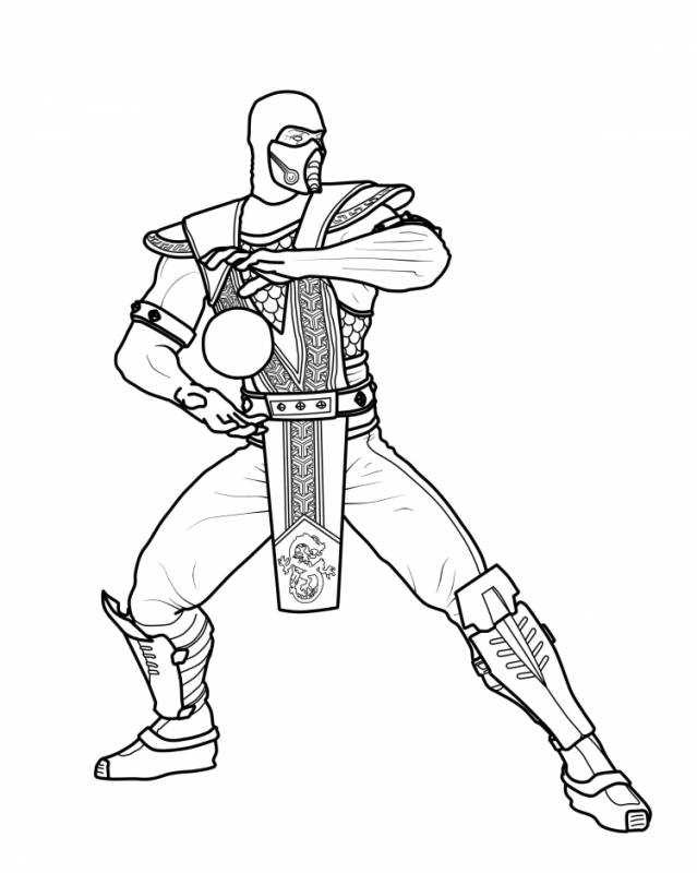 Раскраски мортал комбат 11 Скорпион