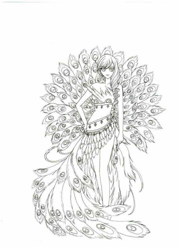 Раскраски для девочек Павлин