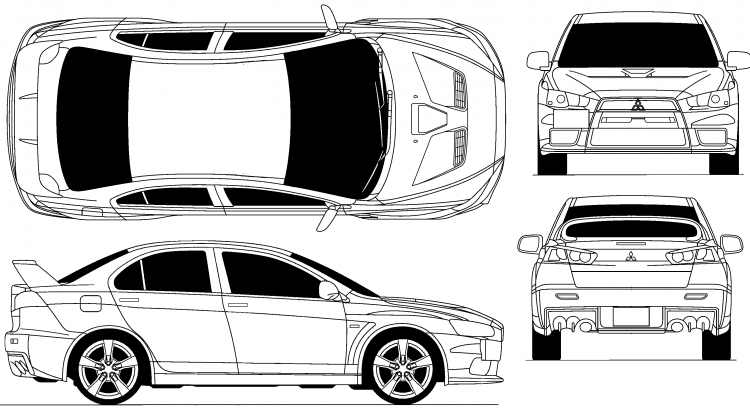 Mitsubishi Lancer Evolution IX 2007 чертеж