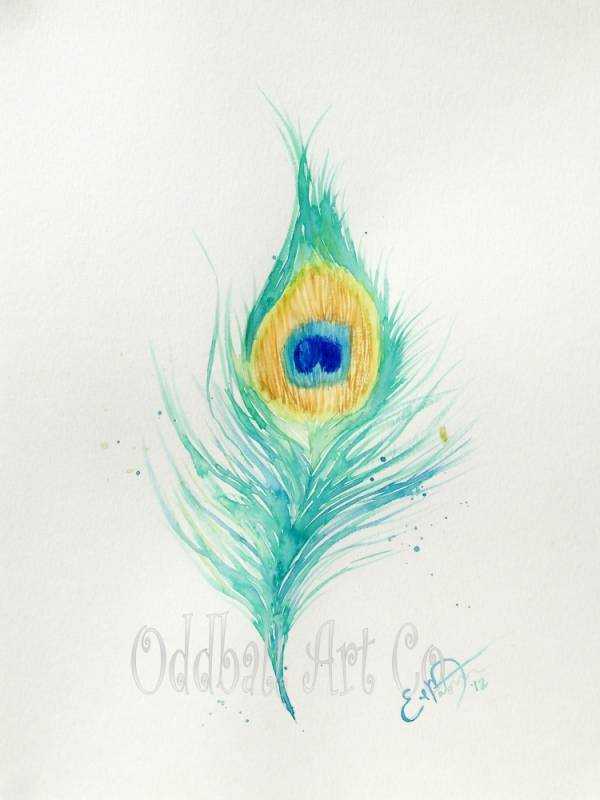 Перо павлина красками