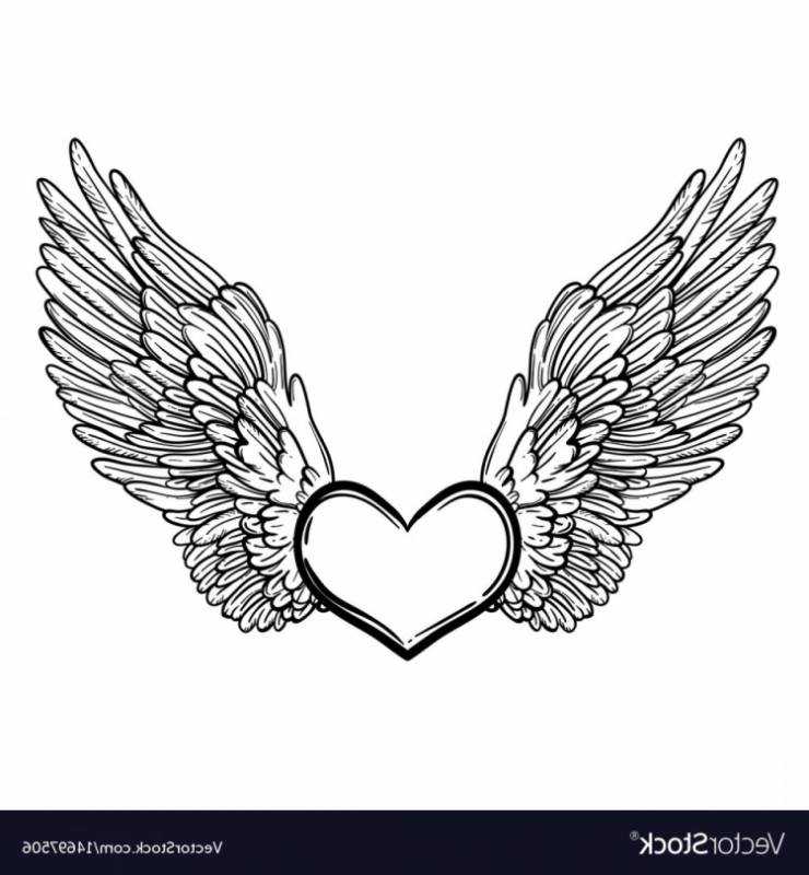 Раскраски сердечки с крыльями