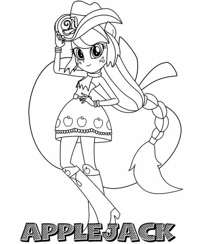 Девочки из Эквестрии раскраска Эпплджек