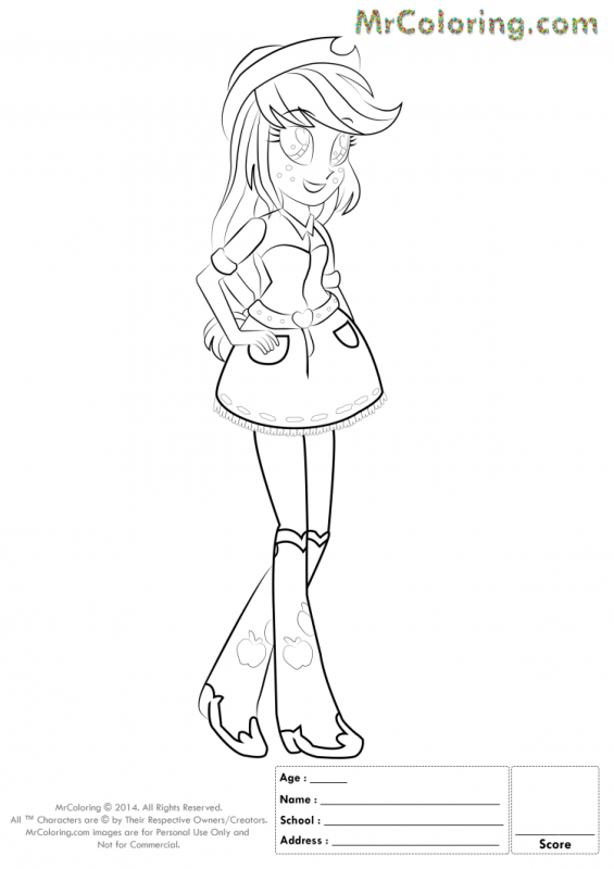 Раскраска Эпплджек девушка Эквестрии