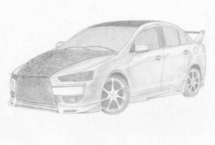 Mitsubishi Lancer Evolution x карандаш