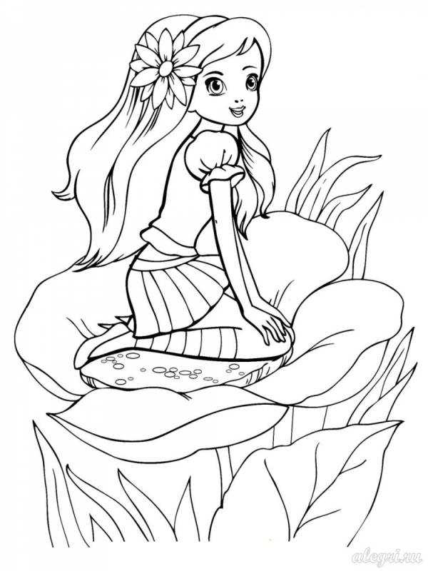 Ганс христиан Андерсен Дюймовочка раскраски