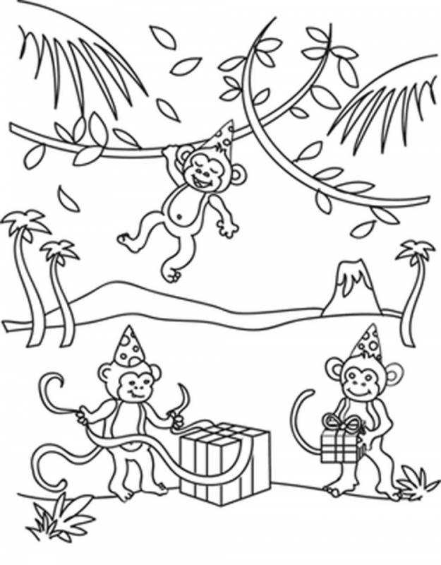 Обезьяна на Лиане раскраска