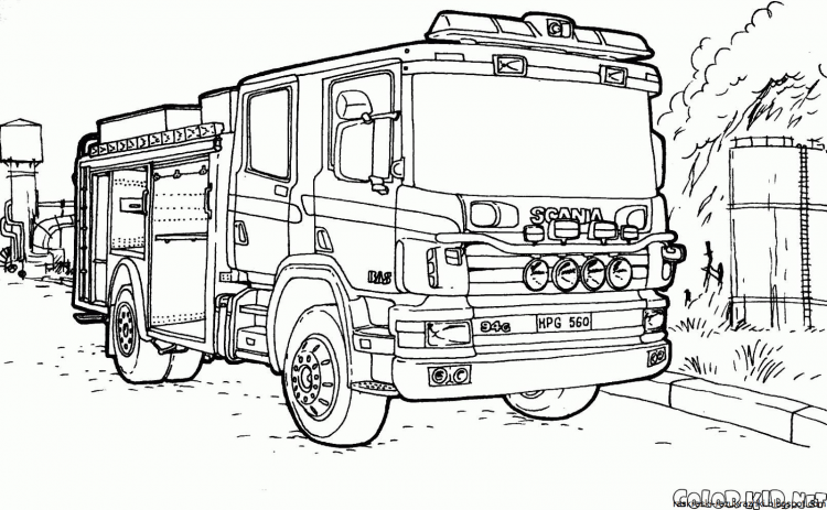 Раскраска пожарная машина ЗИЛ 130