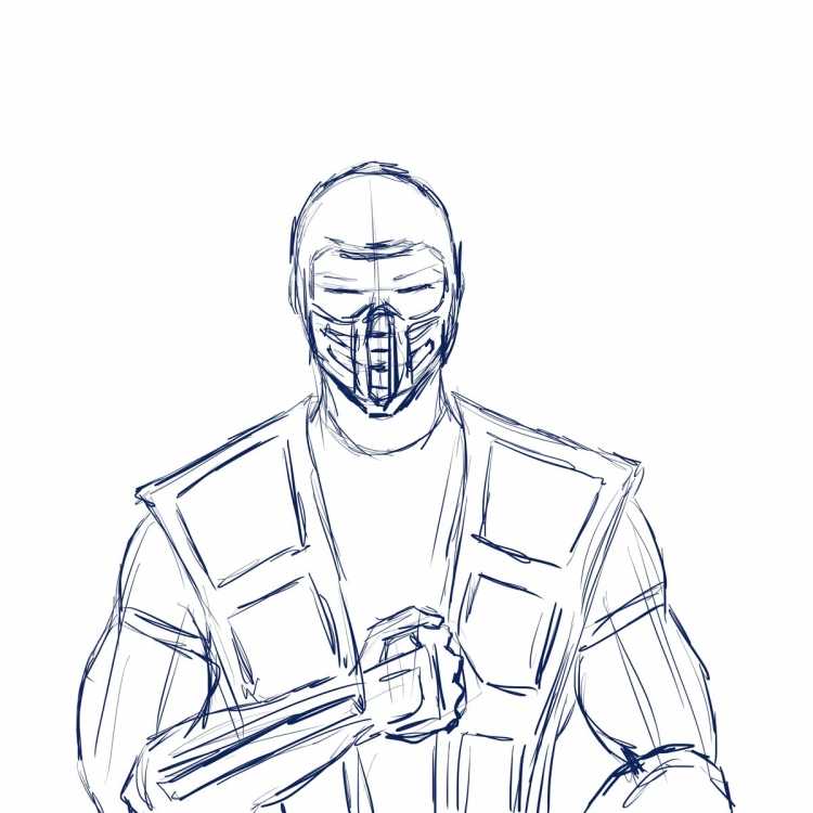 Раскраска мортал комбат Скорпион