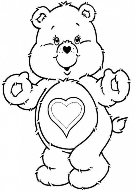 Красивый мишка с сердечком раскраска