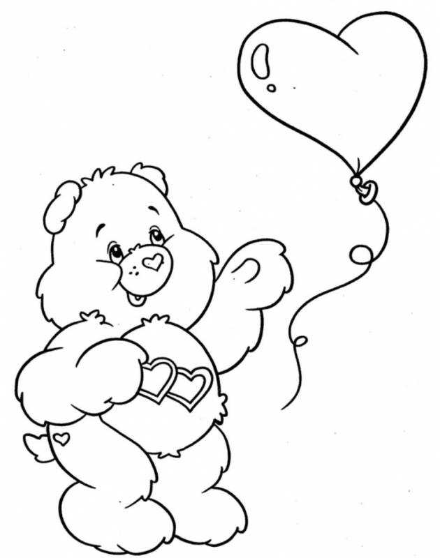 Раскраска мишка Тедди с сердцем