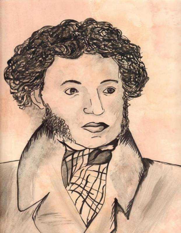 Поэтапное рисование Пушкина