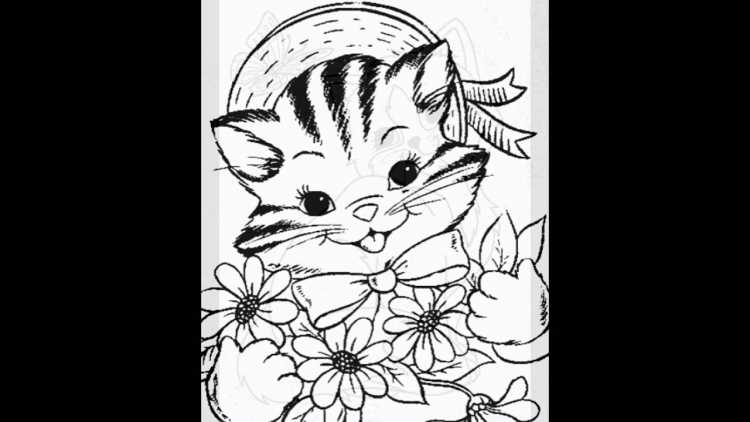 Кошечка с бантиком раскраска