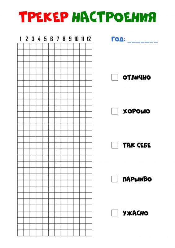 Bullet Journal январь mood Tracker