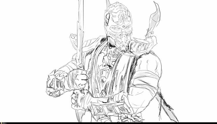 Раскраска мортал комбат саб Зиро